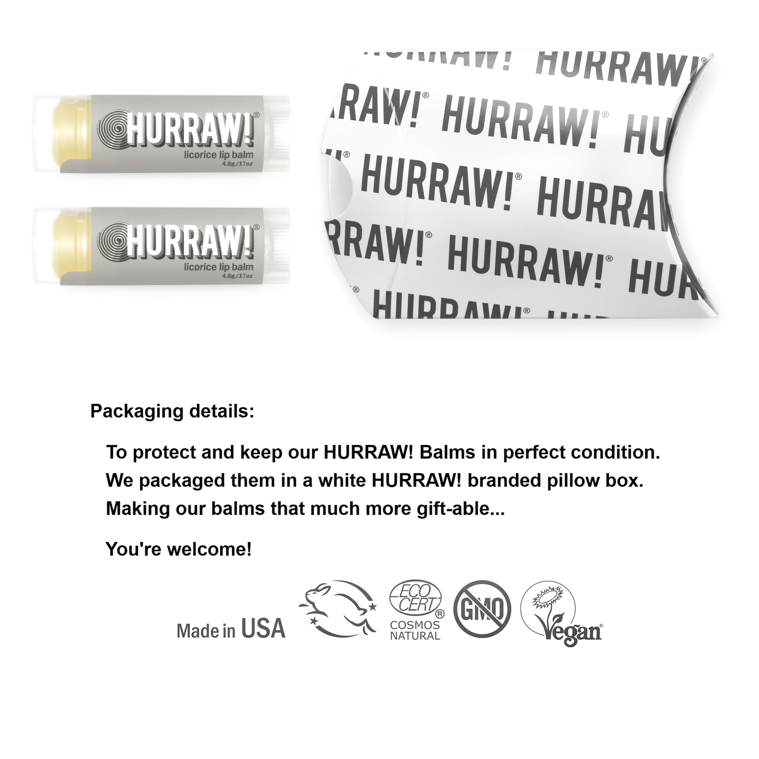 Hurraw! Licorice Lip Balm 4 Pack – Organic, Vegan, Cruelty-Free, Made in USA