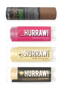 Hurraw! Lip Balms 4-Balm Bundle: Chocolate Mint, Watermelon, Vanilla Bean & Sun SPF 15 | Organic, Vegan, 100% Natural