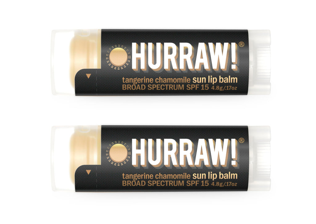 Hurraw! Sun Lip Balm SPF 15 – Tangerine & Chamomile (2-Pack) Organic, Vegan, Gluten Free | Zinc Oxide Protection