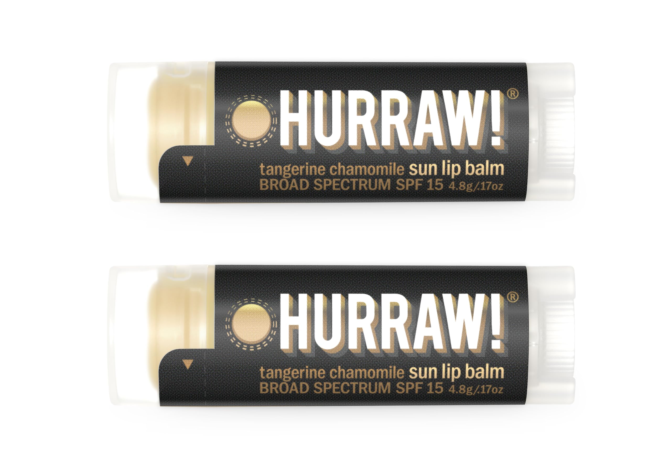 Hurraw! Sun Lip Balm SPF 15 – Tangerine & Chamomile (2-Pack) Organic, Vegan, Gluten Free | Zinc Oxide Protection