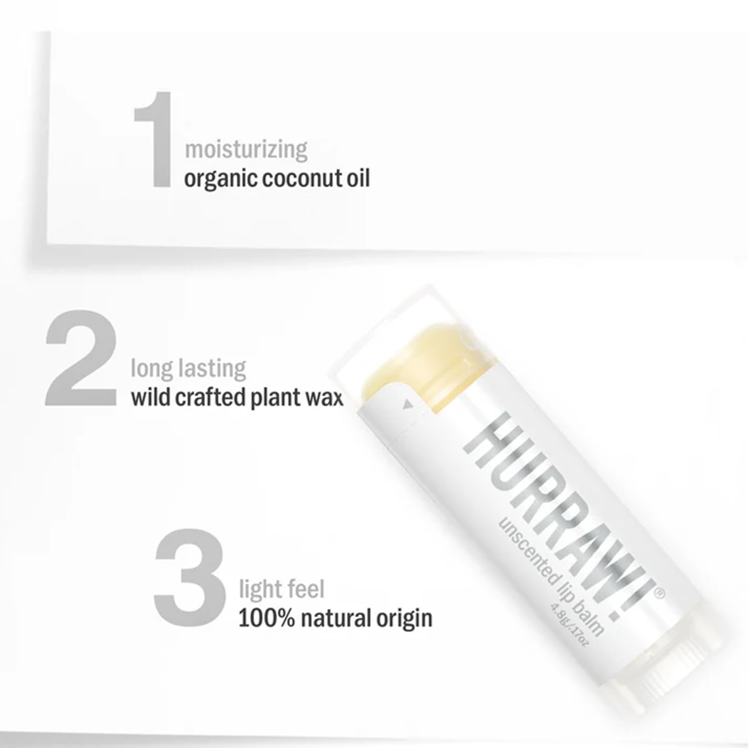 Hurraw! Unscented Lip Balm 3 Pack – Organic, Vegan, Cruelty-Free, Gluten Free | Made in USA