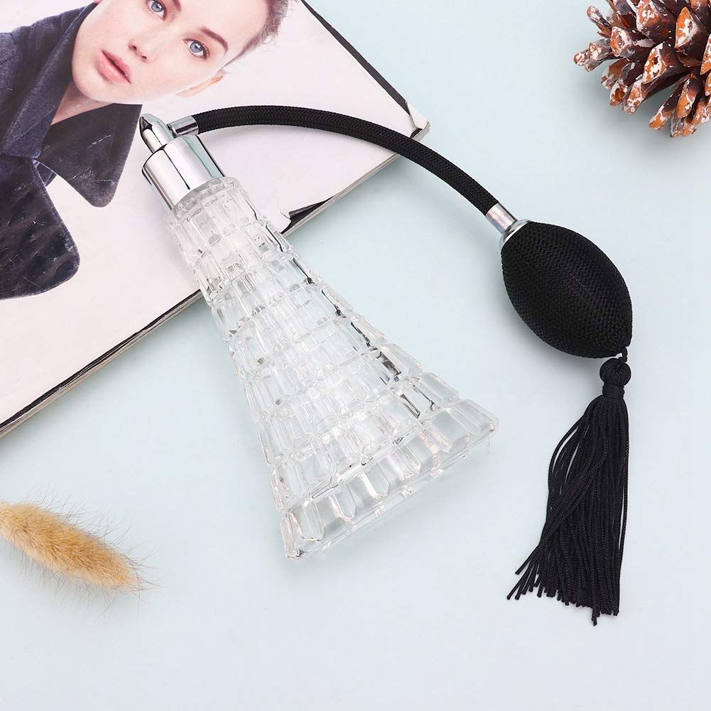HURRISE 75ml Refillable Vintage Perfume Bottle with Black Tassel – Glass Atomizer