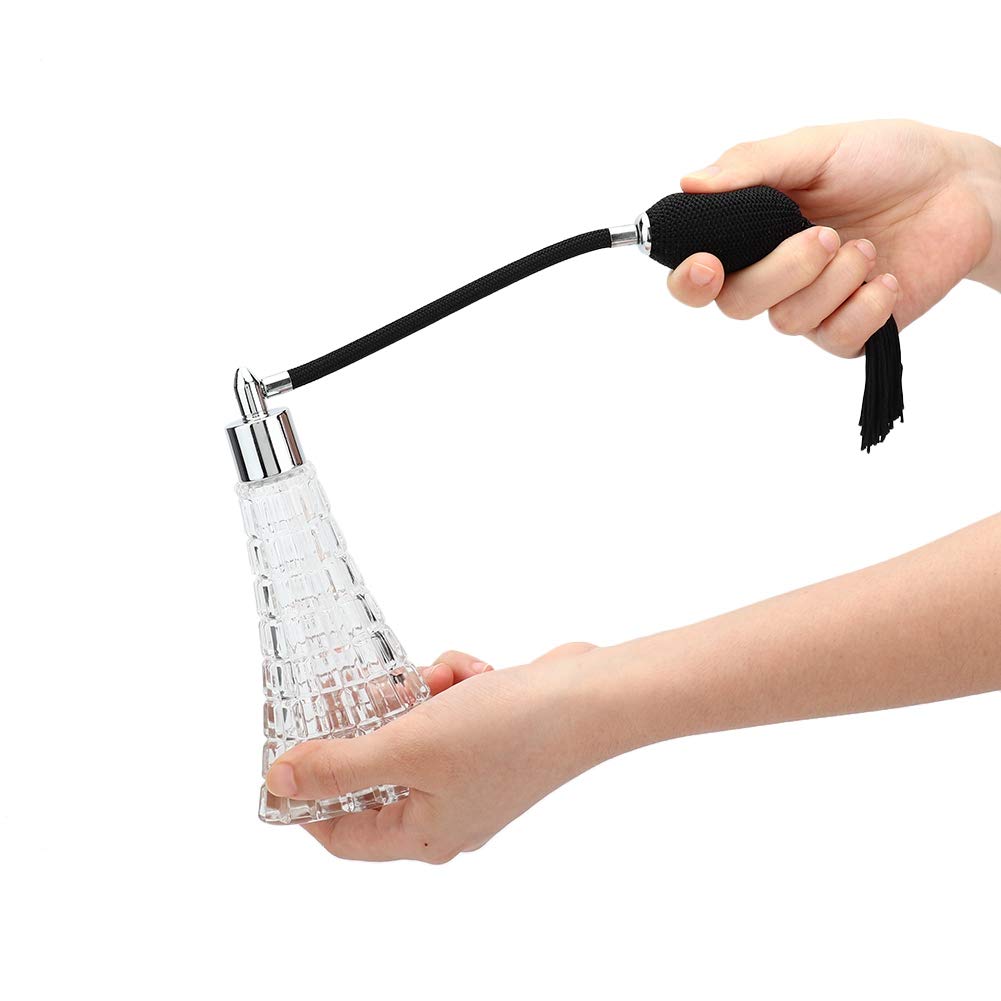 HURRISE 75ml Refillable Vintage Perfume Bottle with Black Tassel – Glass Atomizer