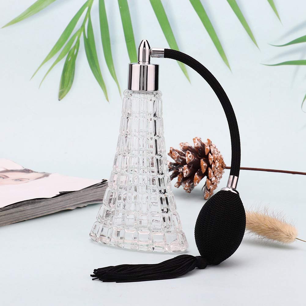 HURRISE 75ml Refillable Vintage Perfume Bottle with Black Tassel – Glass Atomizer