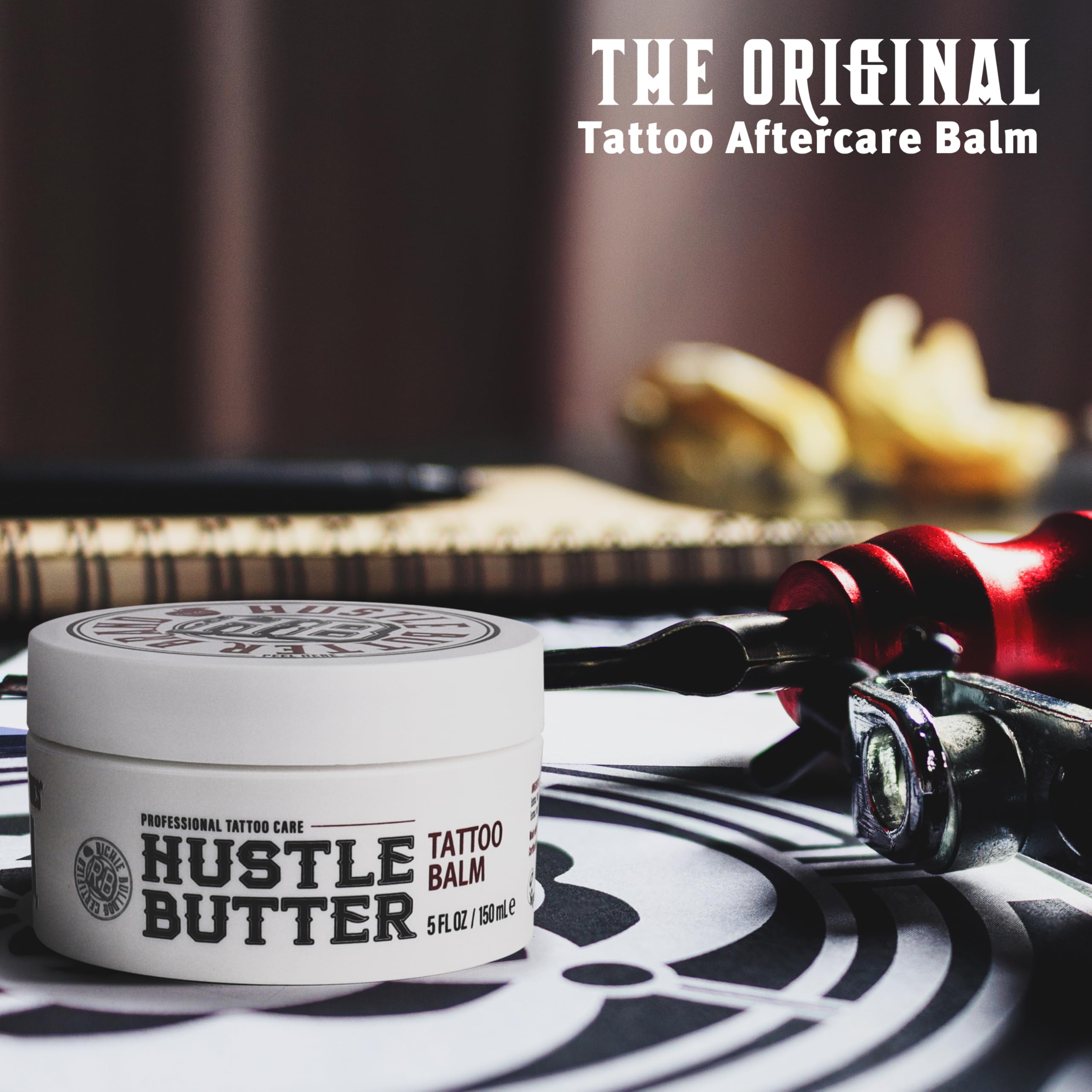 Hustle Butter Deluxe Tattoo Aftercare Balm 5oz – Vegan, Petroleum-Free, Supports Healing for New & Old Tattoos