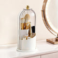 Hvygss 360° Rotating Makeup Brush Holder with Lid | Waterproof Three-Compartment Vanity Organizer