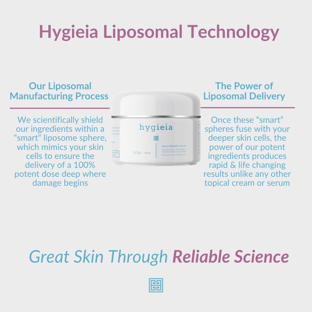 Hygieia + Smart Wrinkle Cream | Liposomal Anti-Aging Moisturizer with Idebenone, Retinol & Hyaluronic Acid | 4 oz