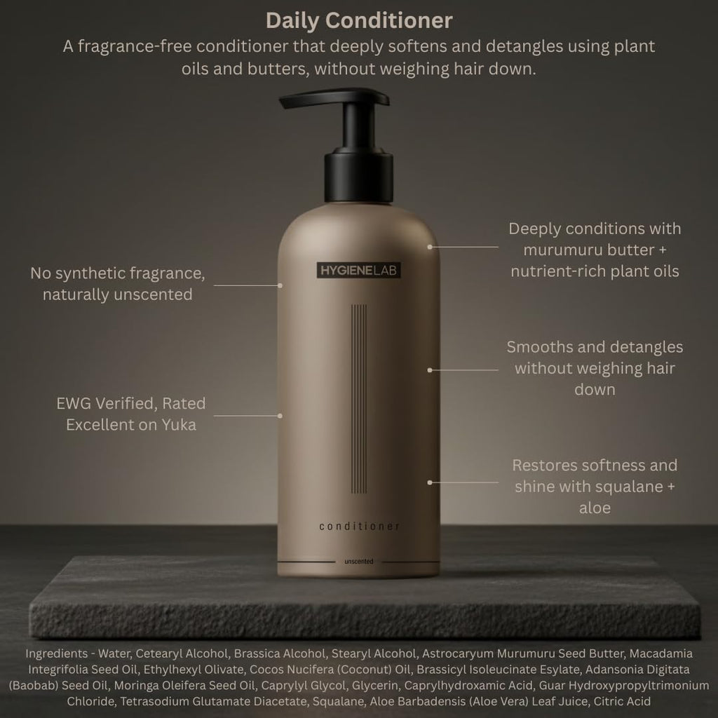 HygieneLab Conditioner for Men – EWG Verified, Unscented, All Hair Types