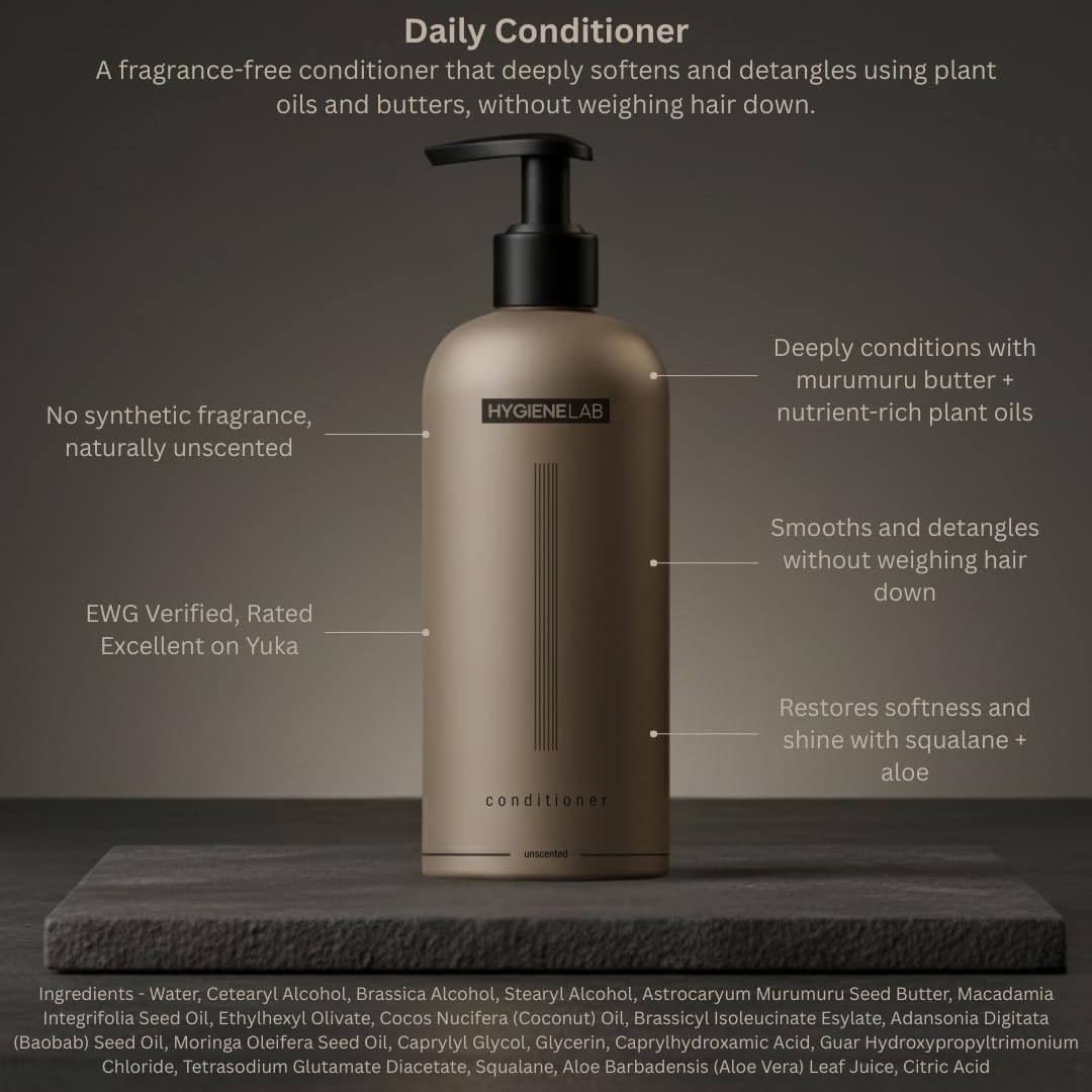 HygieneLab Conditioner for Men – EWG Verified, Unscented, All Hair Types