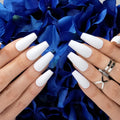 Hypnaughty 24 Pcs Santorini White Matte Coffin Nails – Medium Long Press-On Nails with Glue