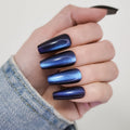Hypnaughty 24-Pcs Stardust Cat Eye Coffin Press-On Nails Kit with Glue
