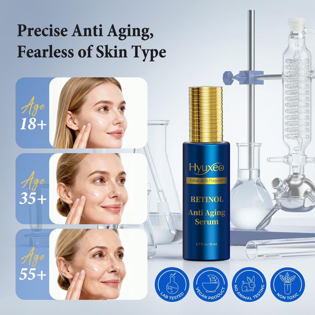 Hyuxeo Retinol Serum for Face – Deep Hydration & Anti-Aging (All Skin Types, 1.7 fl oz)