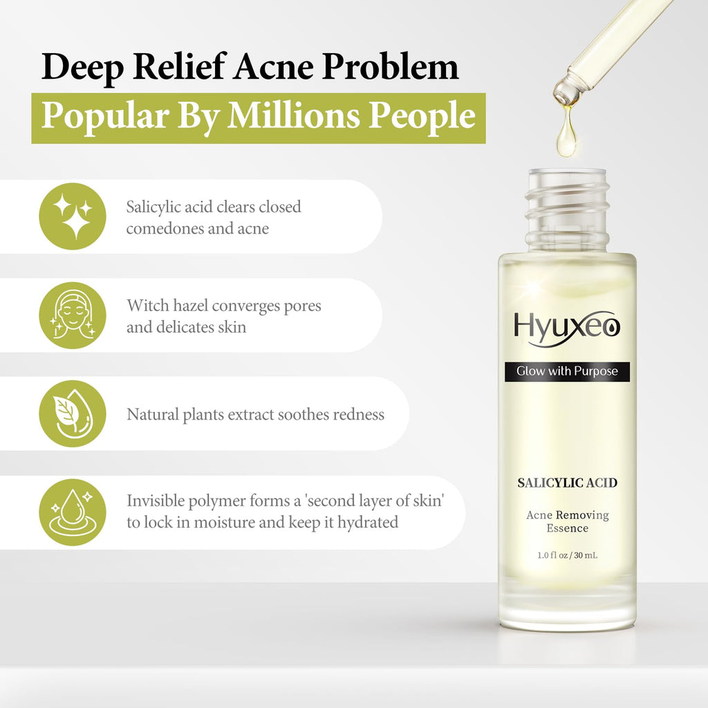 Hyuxeo Salicylic Acid Serum – Acne & Pore Minimizing | Glycolic + Witch Hazel