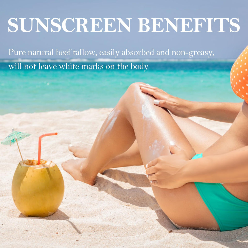 HZENPPOR Beef Tallow Sunscreen SPF 50 — Waterproof, Non-Greasy Face & Body, 2.46 oz