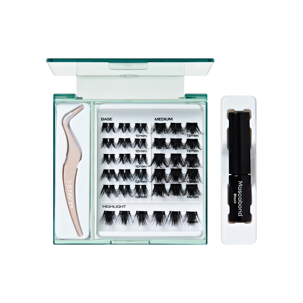 i-ENVY Cluster Palette Kit – DIY Lash Extensions, Refill Packs, Mini Applicator & Mascabond (Dramatic)