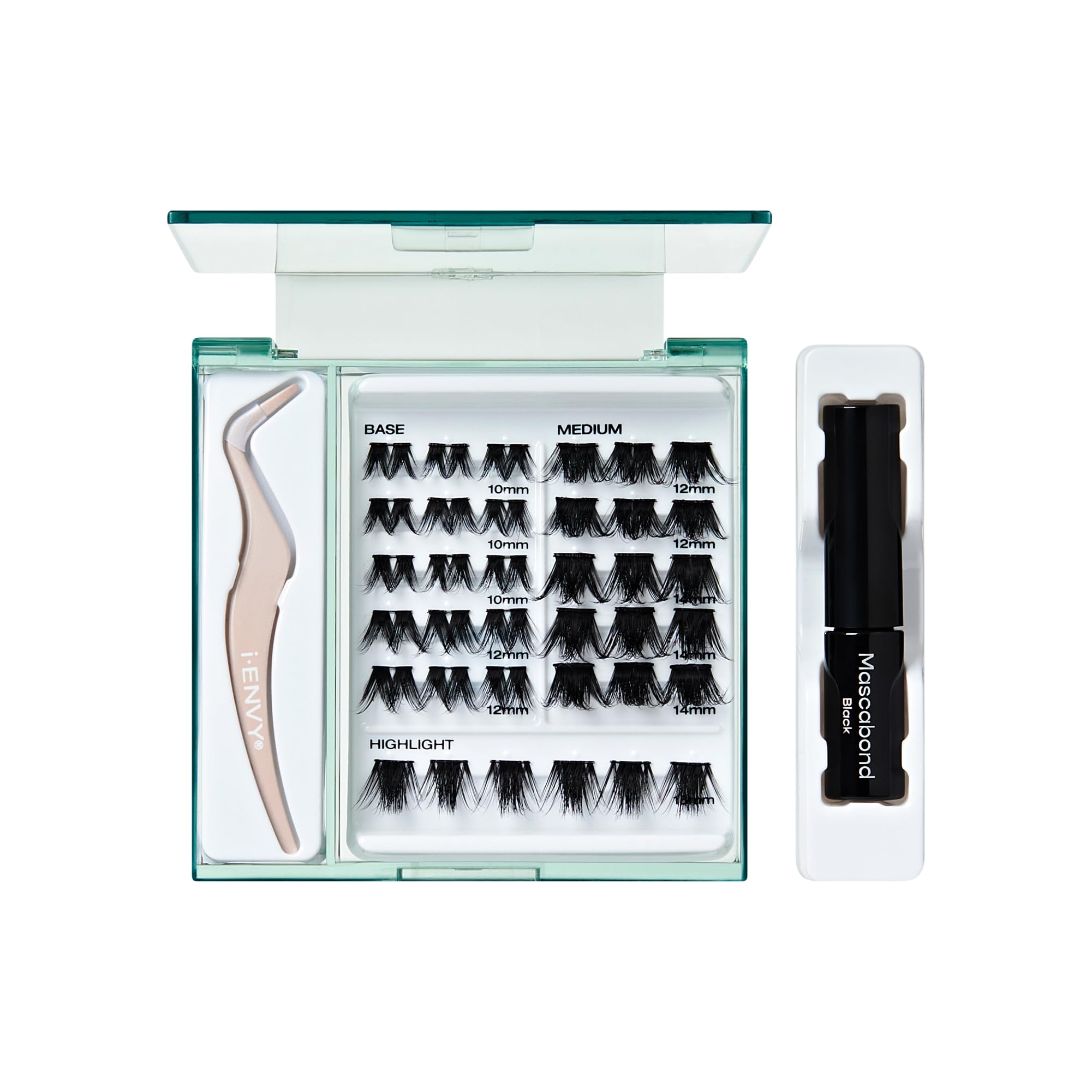 i-ENVY Cluster Palette Kit – DIY Lash Extensions, Refill Packs, Mini Applicator & Mascabond (Dramatic)