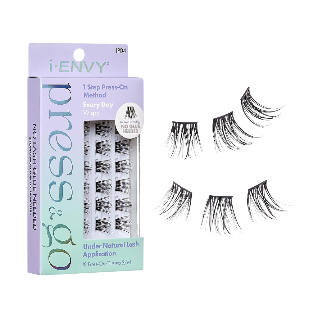 i-ENVY Press&Go Self-Adhesive Eyelashes – 1-Step Glue-Free, All-Day Comfort, Reusable Clusters