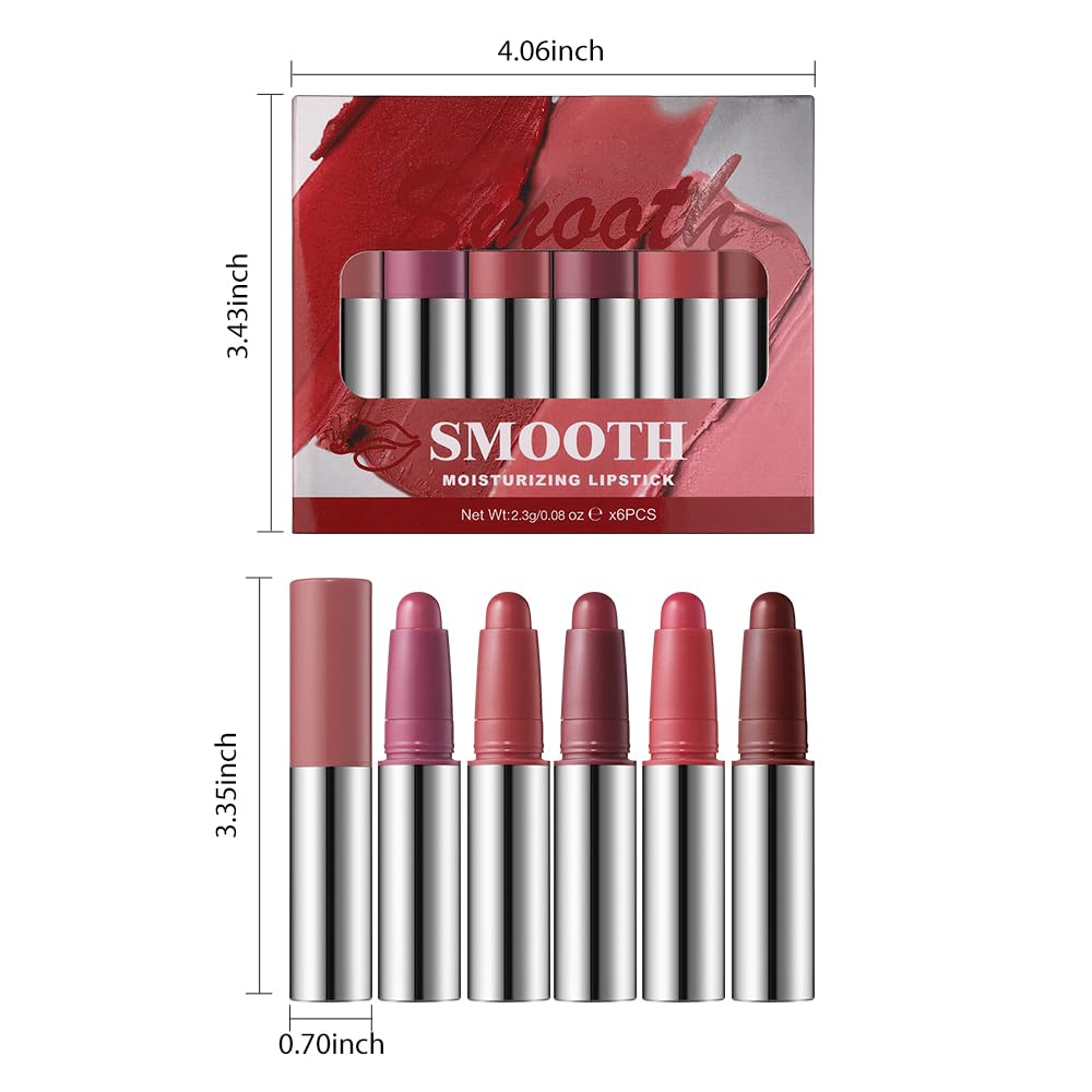 IATMOMOD 6-Piece Long-Lasting Matte Lipstick Crayon Set — Waterproof, High Pigment, Cruelty-Free