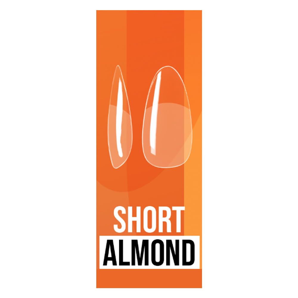 IBD Clear Soft Gel Nail Tips – Pre-Etched Short Almond Press-On Nails, 504 Pcs, 12 Sizes