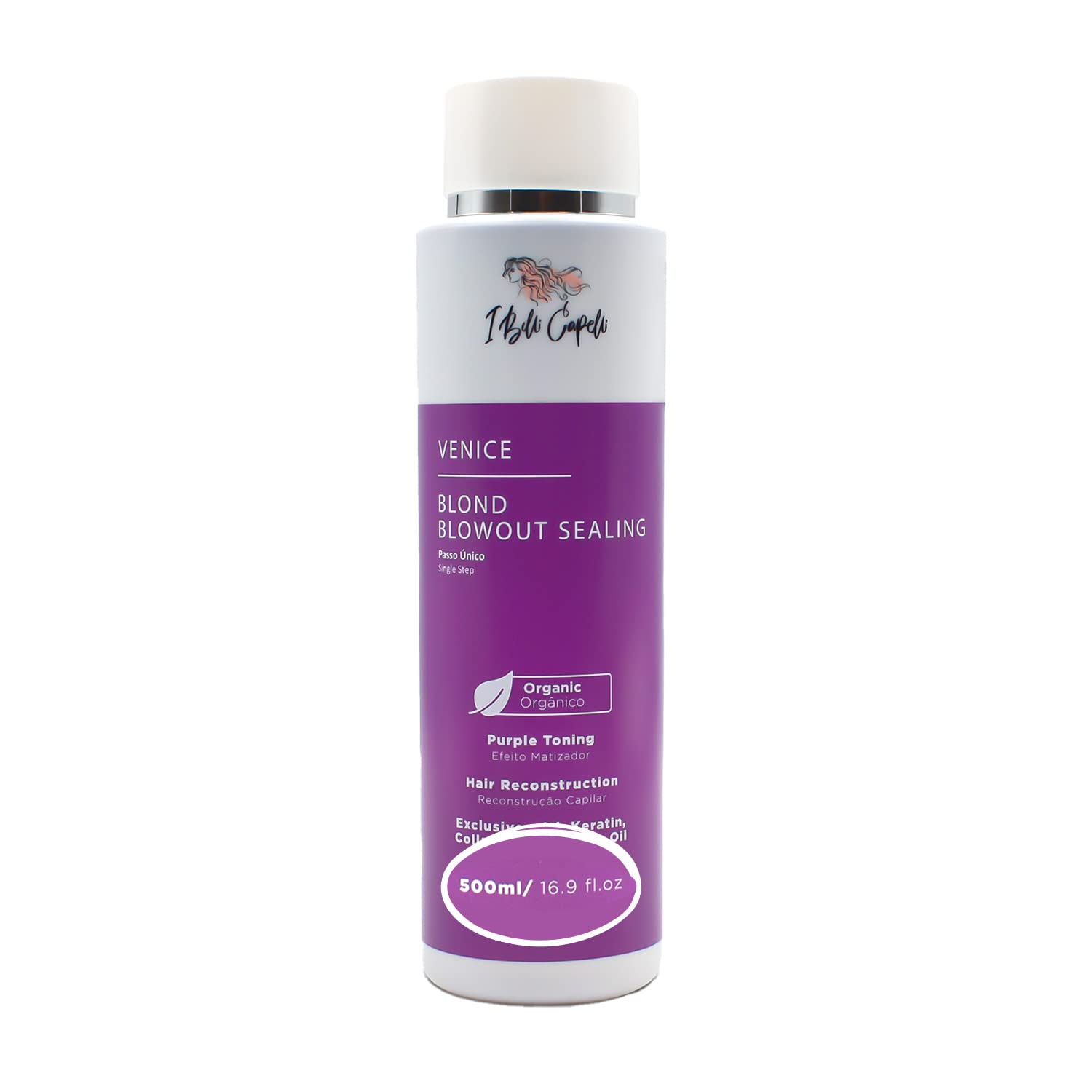 I Belli Capelli Venice Organic Keratin Treatment – Formaldehyde-Free 1-Step Blowout for Blond & Color-Treated Hair (500ml)