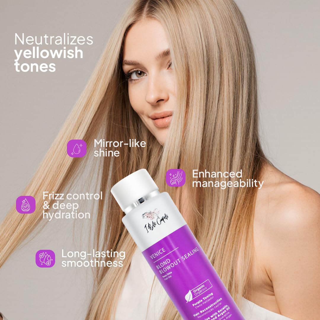 I Belli Capelli Venice Organic Keratin Treatment – Formaldehyde-Free 1-Step Blowout for Blond & Color-Treated Hair (500ml)