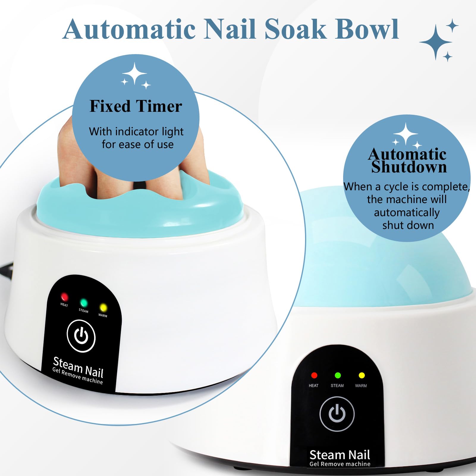 I·B·N G ISGR-01 Blue Electric Nail Soaking Bowl for Gel Remover & Dip Powder – Nail Art Brush Included