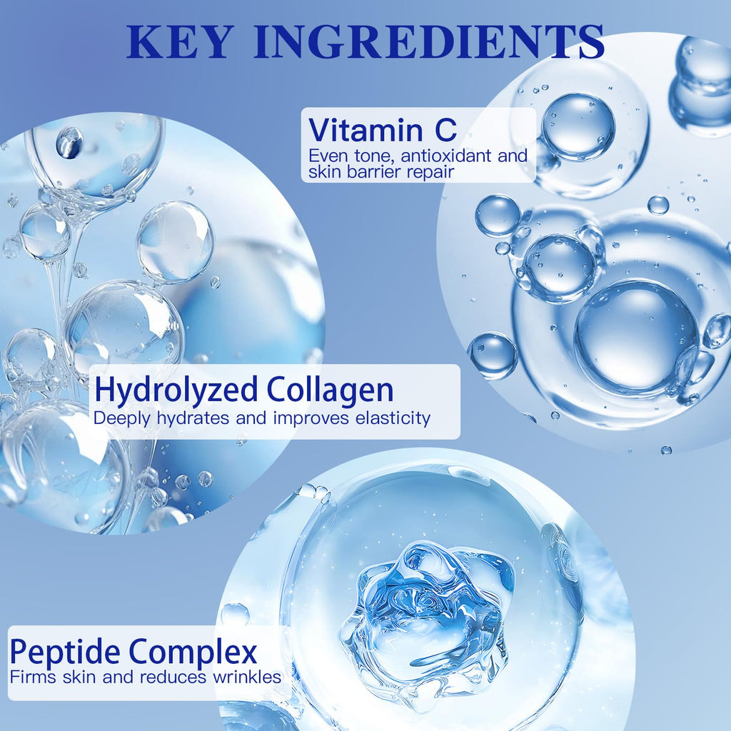ICIKOL Deep Hydrolyzed Collagen Mask 4-Pack – Age-Defying Sheet Mask with Peptides & Hyaluronic Acid