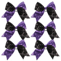 ICObuty Cheer Bow Metallic Sequin Mermaid – 8 Inch Jumbo Bow, Black & Purple