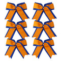ICObuty 8-Inch 2-Color Cheerleader Bows (Royal Blue & Orange) – 6 Pcs Ponytail Holders