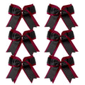 ICObuty 8-Inch Cheerleader Bows Maroon & Black – 6 Pcs Ponytail Holders
