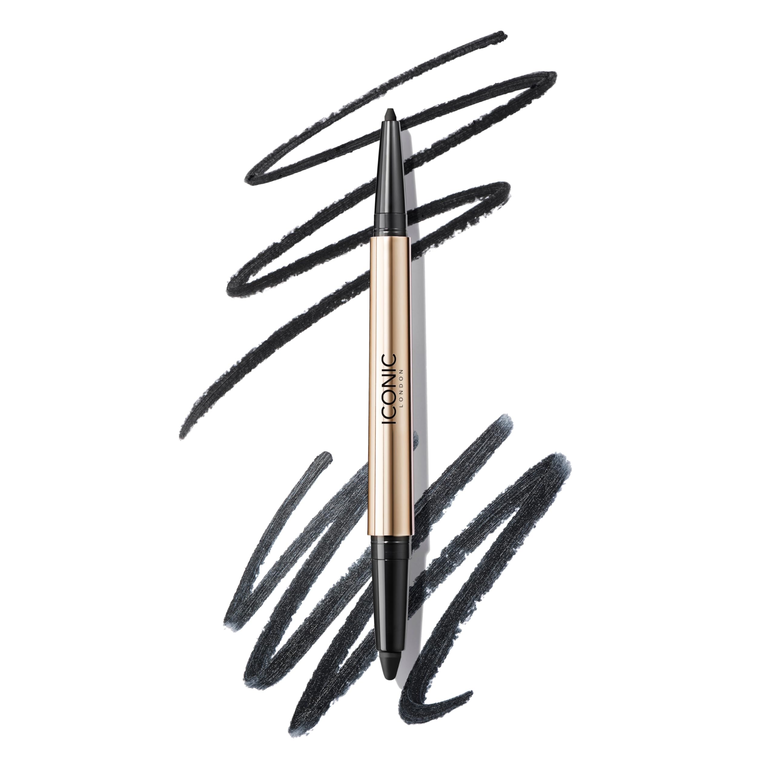 ICONIC LONDON Smokey Eye Duo Eyeliner – 2-in-1 Creamy, Water-Resistant, Cruelty-Free (Midnight Black) 0.027 oz