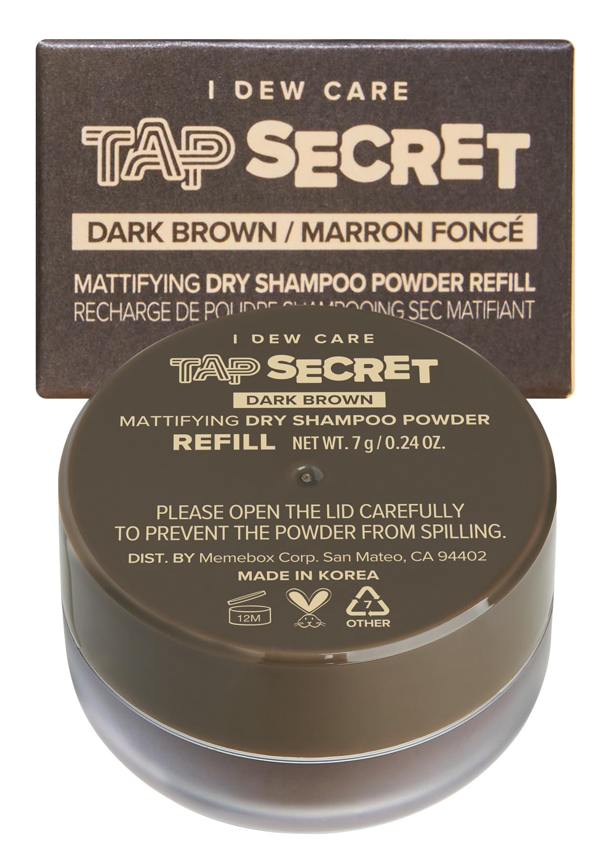 I DEW CARE Tap Secret Biotin Dry Shampoo – Dark Brown Refill 0.24 oz | Travel-Size, Non-Aerosol, Korean Ginseng