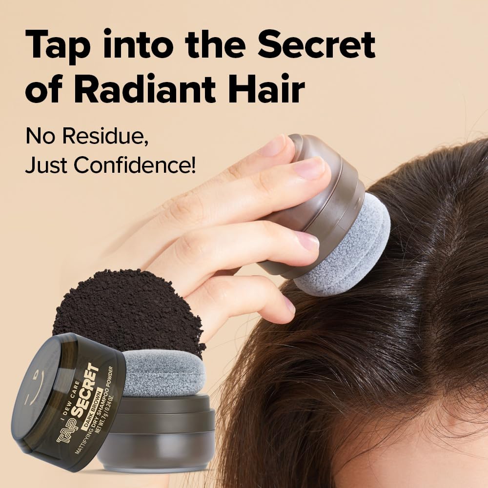 I DEW CARE Tap Secret Biotin Dry Shampoo – Dark Brown Refill 0.24 oz | Travel-Size, Non-Aerosol, Korean Ginseng