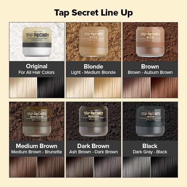 I DEW CARE Tap Secret Black Dry Shampoo – Biotin Clarifying, Brunette, Non-Aerosol, Refillable 0.26 oz
