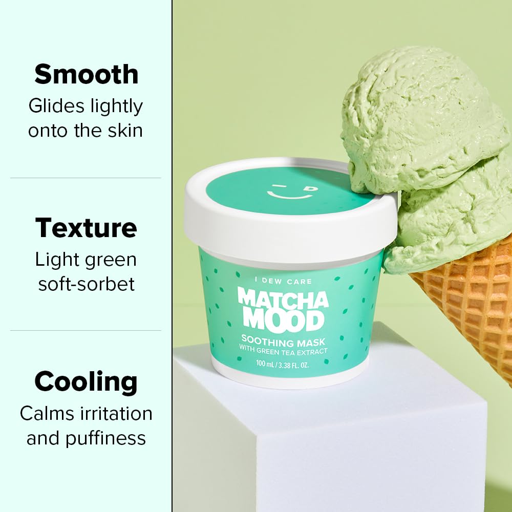 I DEW CARE Wash-Off Mask Matcha Mood – Soothing Green Tea Skincare (3.38 oz)