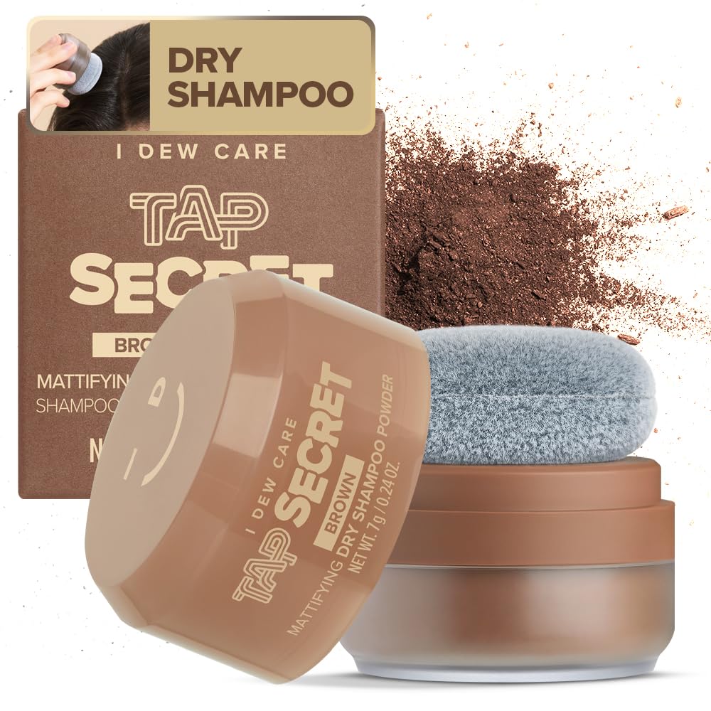 I DEW CARE Tap Secret Biotin Dry Shampoo – Brown | Non-Aerosol, Refillable Travel Size 0.26 oz