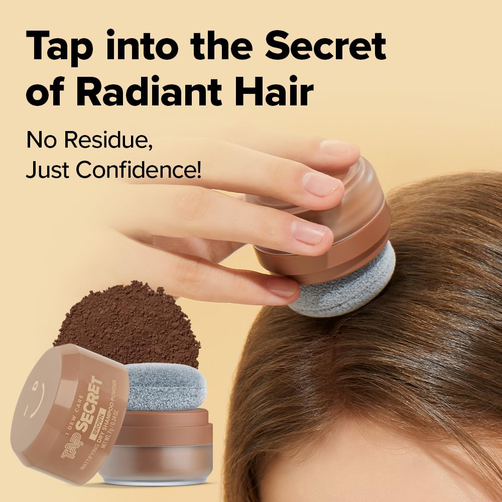 I DEW CARE Tap Secret Biotin Dry Shampoo – Brown | Non-Aerosol, Refillable Travel Size 0.26 oz