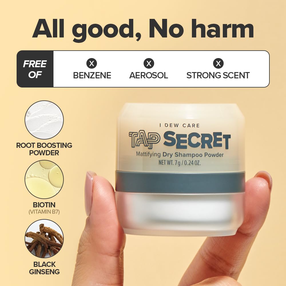 Tap Secret Dry Shampoo Powder Refill with Biotin by I DEW CARE | Travel-Size, Non-Aerosol, Korean Ginseng