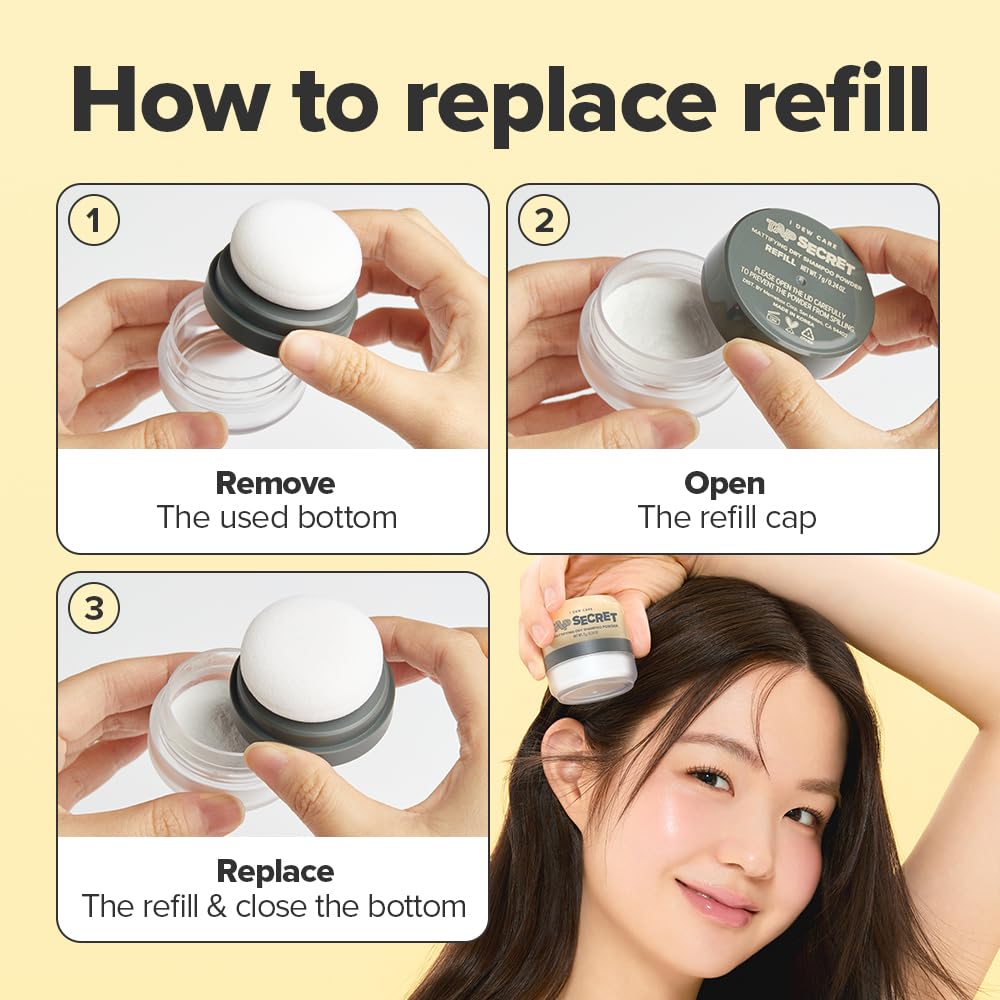 Tap Secret Dry Shampoo Powder Refill with Biotin by I DEW CARE | Travel-Size, Non-Aerosol, Korean Ginseng