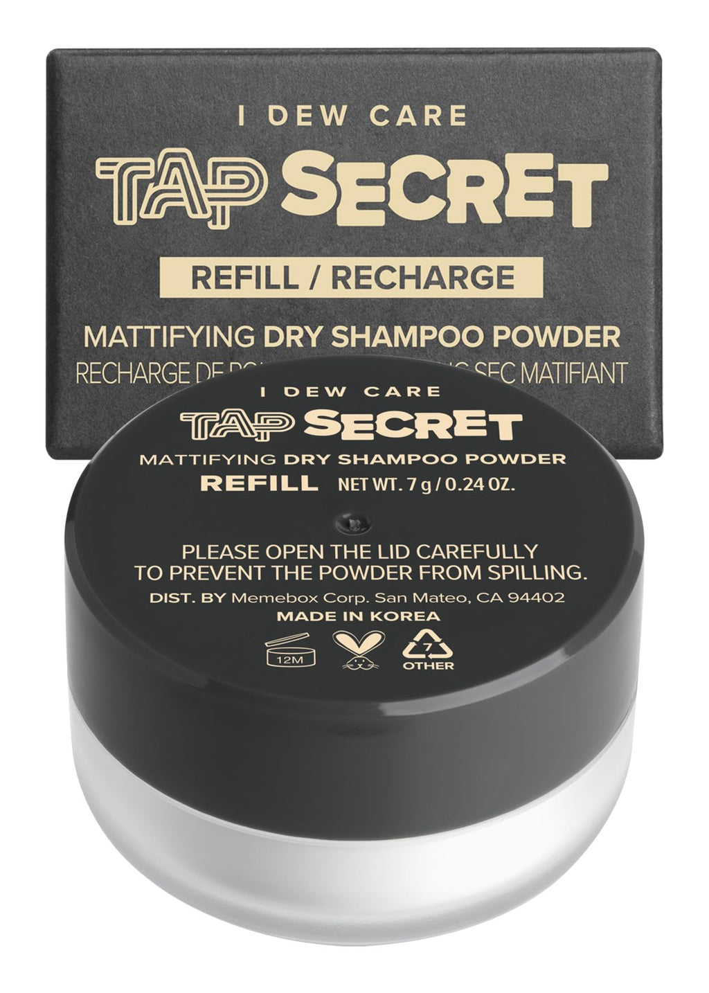 Tap Secret Dry Shampoo Powder Refill with Biotin by I DEW CARE | Travel-Size, Non-Aerosol, Korean Ginseng