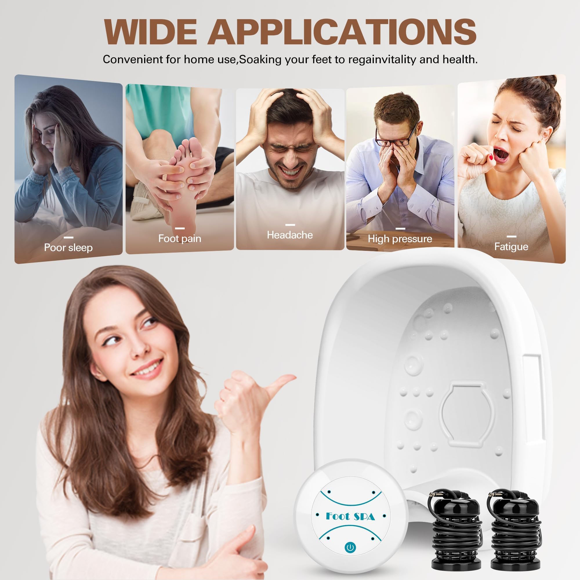Idudbid Ionic Foot Bath Detox Machine - Home Spa Detox Kit (Array x2 + Liner)
