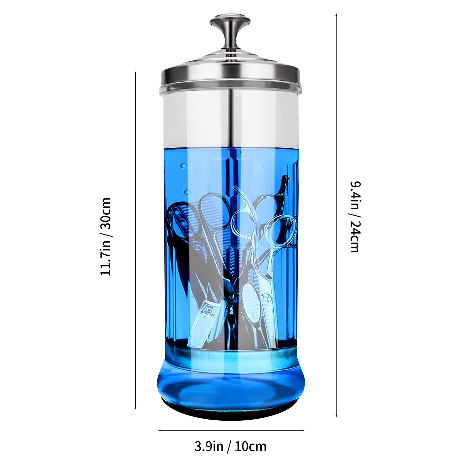 IEBARBER Disinfectant Sterilizer Jar – 37oz Glass with Removable Filter Basket for Salon Tools