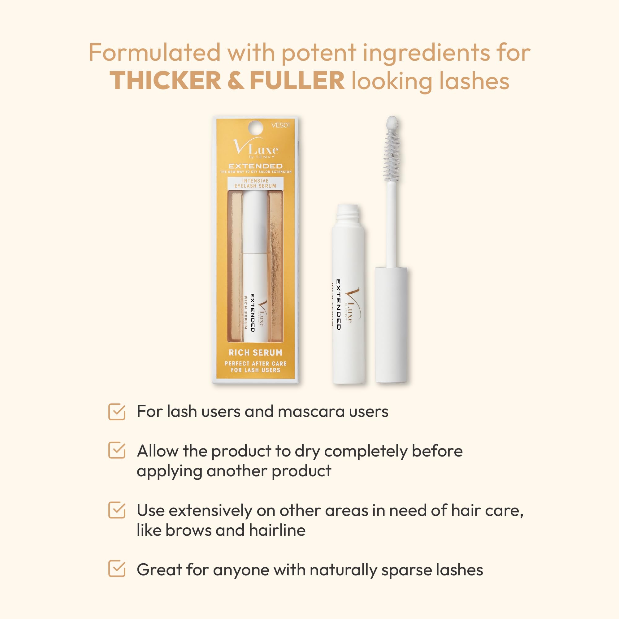 i•ENVY Extended Intensive Eyelash Serum – Rich Formula for Thicker, Fuller Lashes