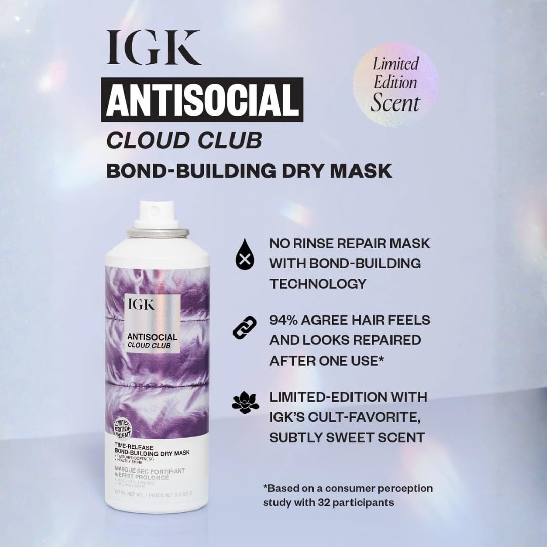 IGK Antisocial Cloud Club Dry Hair Mask (5 oz) – Limited Edition Scent | Leave-In Treatment