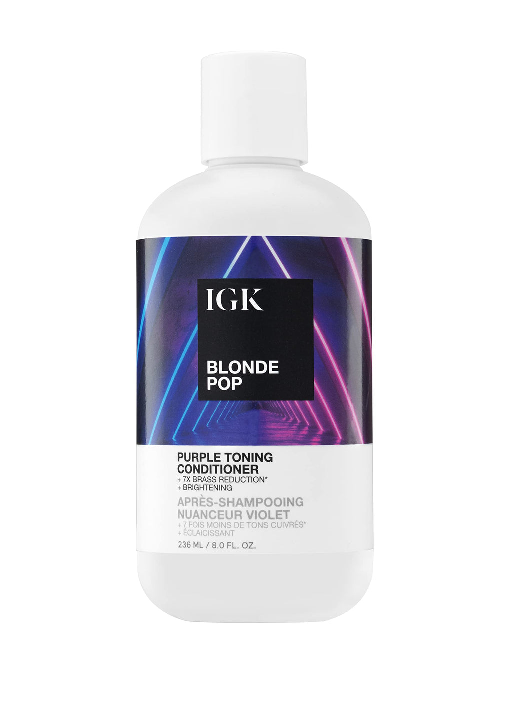 IGK Blonde Pop Purple Toning Conditioner | Neutralize Brass, Moisturize & Shine | Vegan + Cruelty-Free | 8 Oz