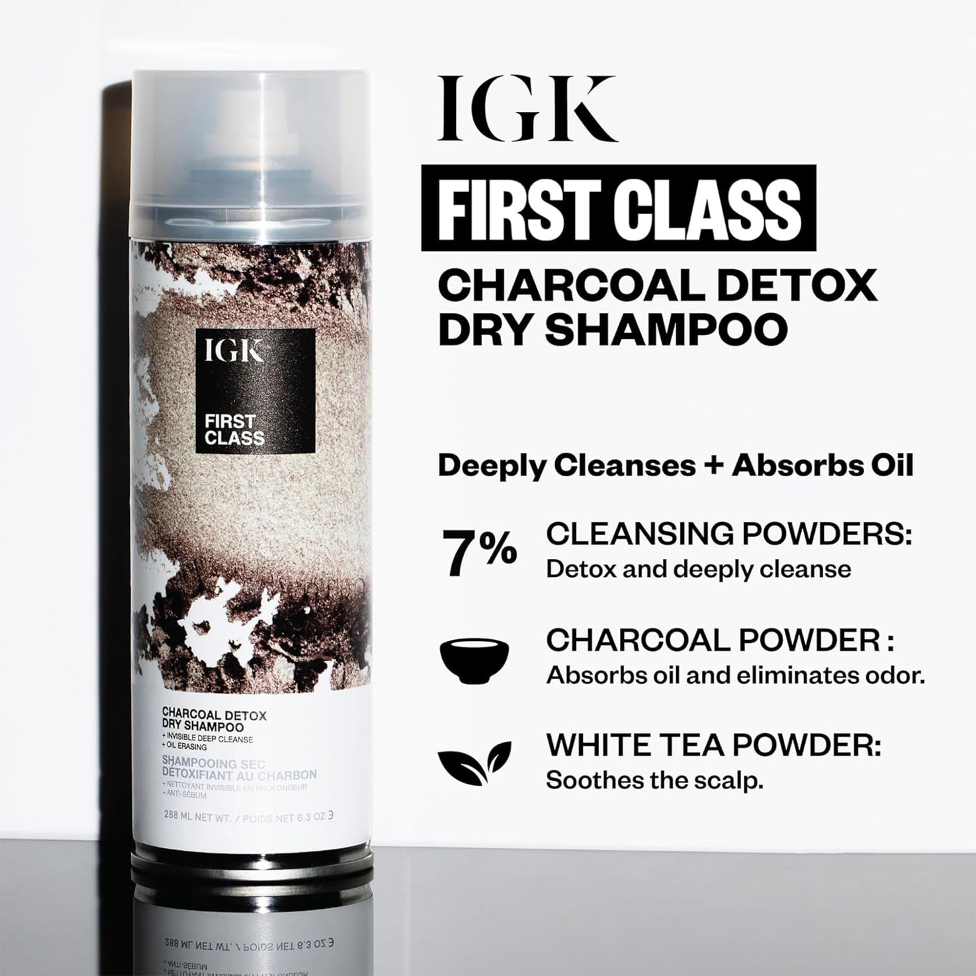 IGK First Class Charcoal Detox Dry Shampoo – Deep Cleansing & Volume (2-Pack)