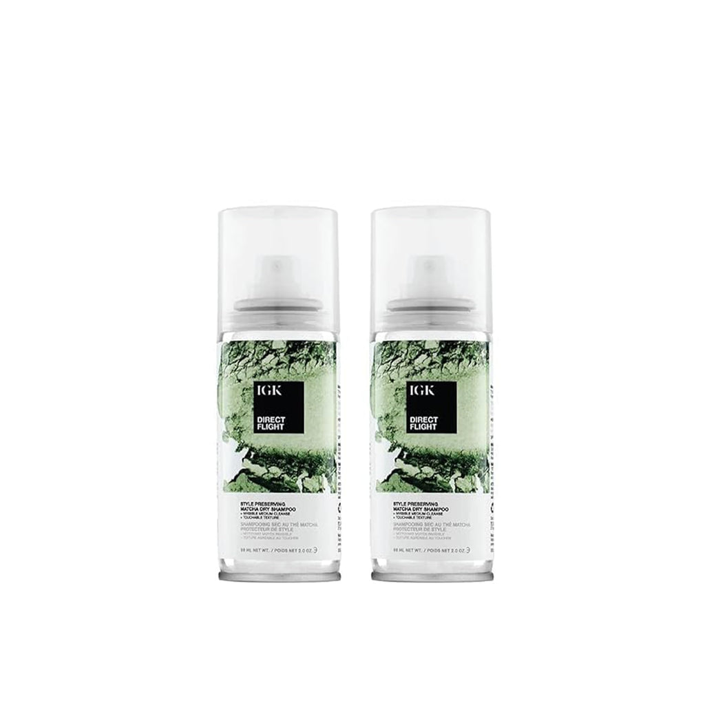 IGK Direct Flight Matcha Dry Shampoo Travel Size – Oil Absorbing & Texture Boost, Pack of 2