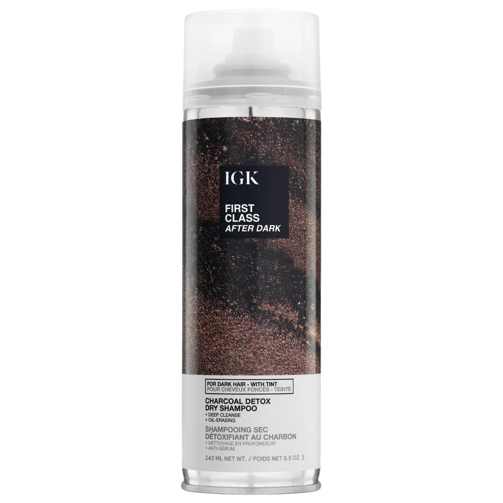 IGK First Class After Dark Charcoal Dry Shampoo for Dark Hair – No White Residue, 6.5 oz
