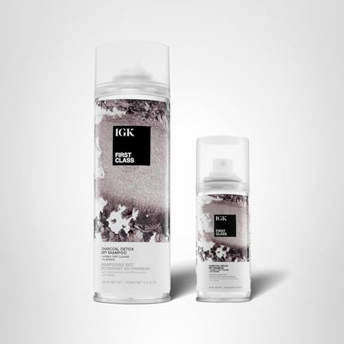 IGK FIRST CLASS Charcoal Detox Dry Shampoo Travel Bundle – Volume, Scalp Soothing, Vegan