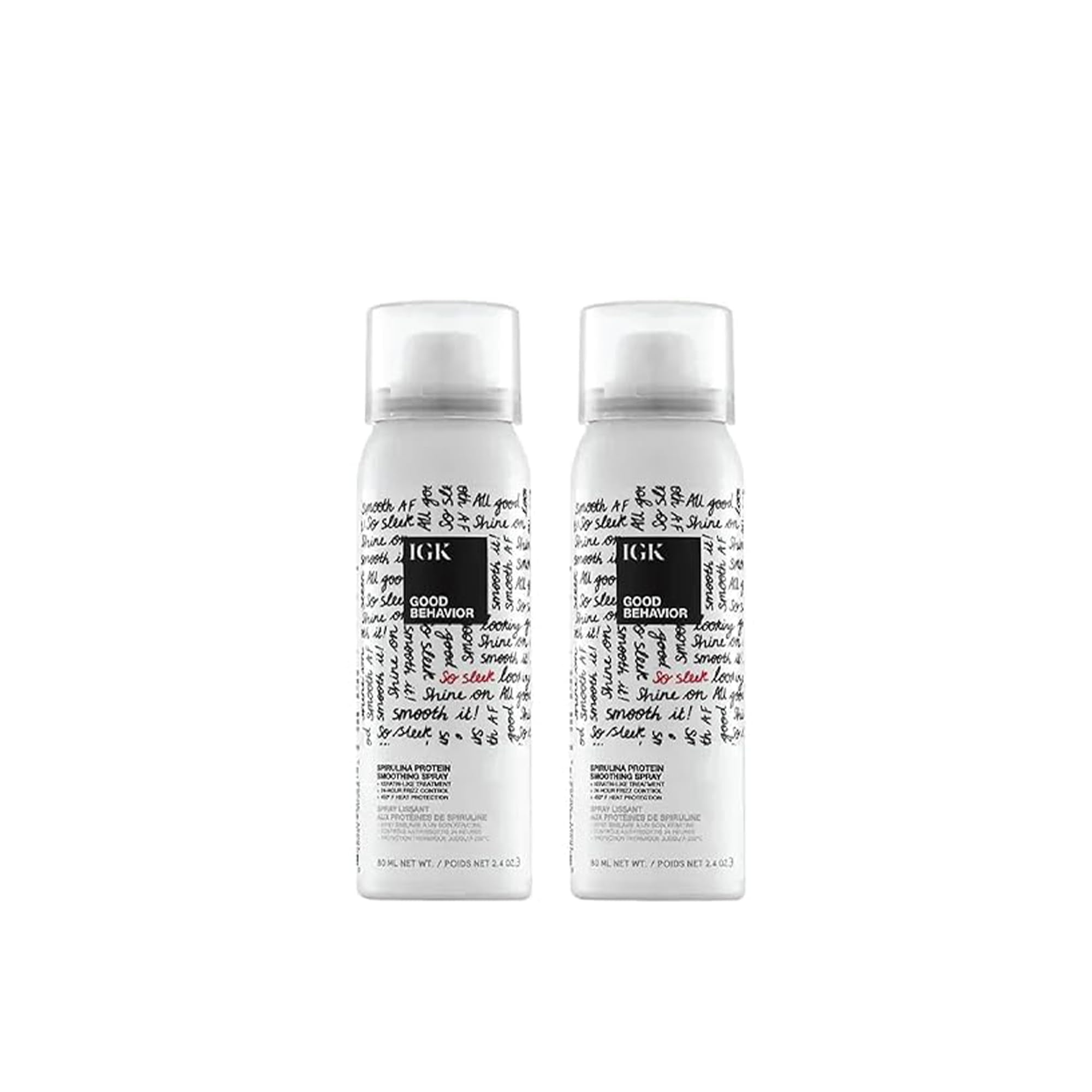 IGK Good Behavior Spirulina Protein Smoothing Hairspray – Travel Size 2.4 Fl Oz Pack of 2 | Keratin-Like Heat Protectant